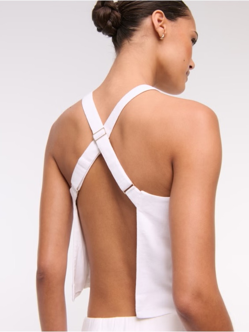 Abercrombie Open-Back Cross Strap White Tank Top